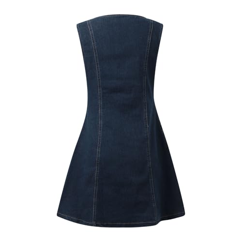 Robe en jean sans manches boutonnée coupe mi-longue ajustée - 4
