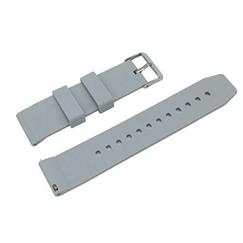 23mm Soft Silicone Watch Bands,Sports Watch band with Adjustable Stainless Steel Clasp Gray