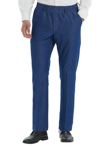 LETAOTAO Mens Elastic Waist Jeans Pants for Seniors Adaptive Mens Pants for Elderly with Zipper Fly