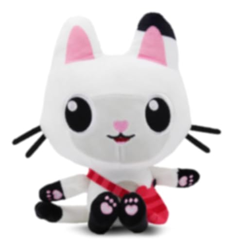 Zaloife Kuscheltier Katze 25cm Plüschtier Weiß Niedlich Stofftier Plüsch Puppe Spielzeug Geburtstag Geschenk für Freund Fans