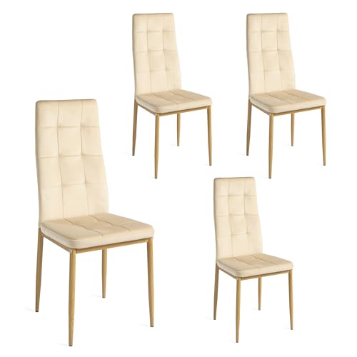 DUPI Pack 4 Sillas Comedor Denia, Silla Tela, Silla Patas de Metal (4 Unidades Beige)
