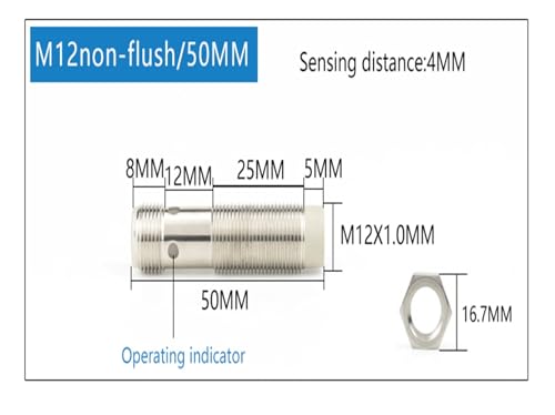 Capteur de proximité inductif M12 PNP NC avec distance réglable pour détection précise - 4