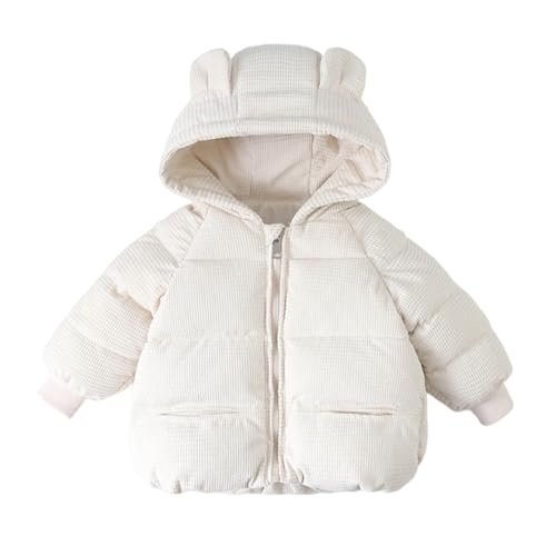 Boys Girls Corduroy Jacket Bear Ears Full Zip Pockets Coats Thickened Winter Warmth Outerwear Cute Comfy Soft Jacket