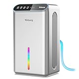 Dehumidifiers for Home (85 OZ Water Tank, 800 sq.ft) Quiet Small Dehumidifier for Basement Bedroom Bathroom with Drain Hose, 3 Gear Timer, Sleep Mode, Auto Shut Off, 7 Color Ambient Light