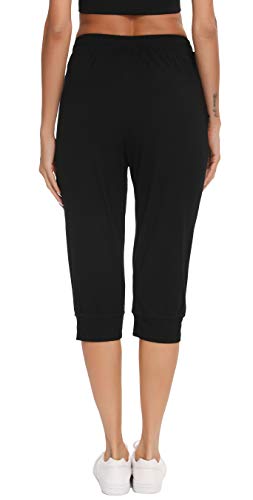 Vlazom Women's Pajama Bottoms Modal Soft Capris Pant Cropped Pjs Lounge Pants With Pockets & Drawstring #TOP3