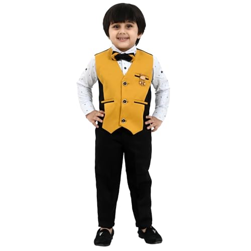Image of Kids Boys Ethnic Suit Set I Boy's 3-Piece Suit with Bow Tie | Kids Party Suit Set Shirt, Pant & Waistcoat