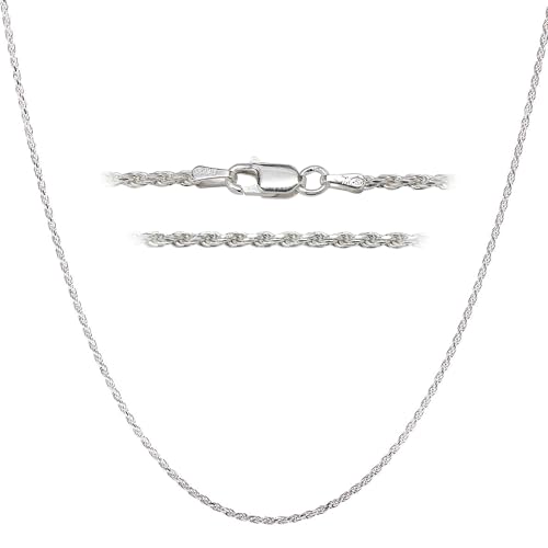 DSS 925 Sterling Silver Necklace for Women, Rope Chain 1.5mm,
