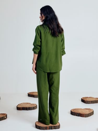 Image of FIORRA Women's Linen-Blend Loose Relaxed Fit Co-Ord Set