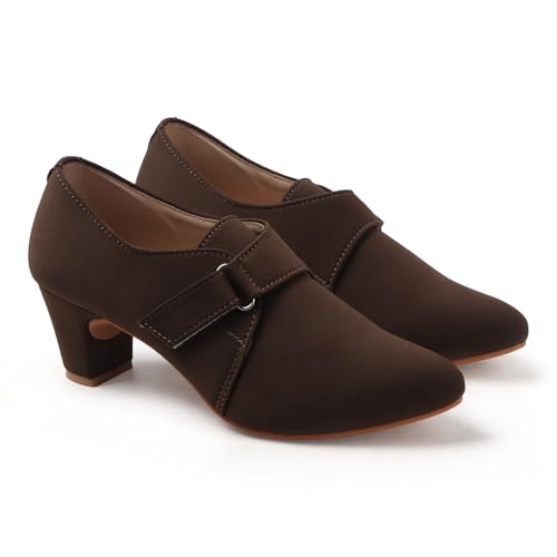 Image of Stylish Comfortable Block Pump Heels Perfect for Winter, Elegant Party Black and Brown Sandals for Womens & Girls