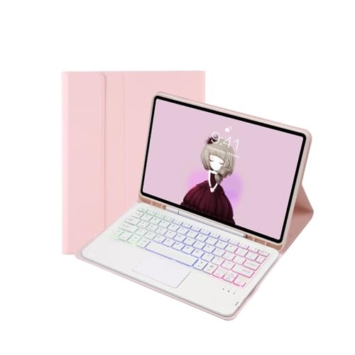 Teclado táctil retroiluminado compatible con Samsung Tab S9 S8 Funda desmontable rosa