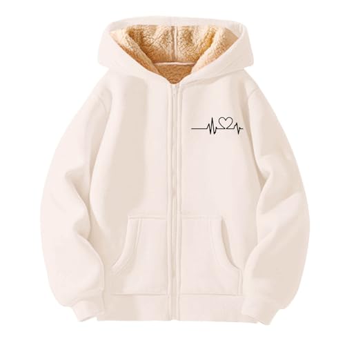 Fleece Sweatjacke Jungen Mädchen mit Kapuze Plüsch Gefüttert...