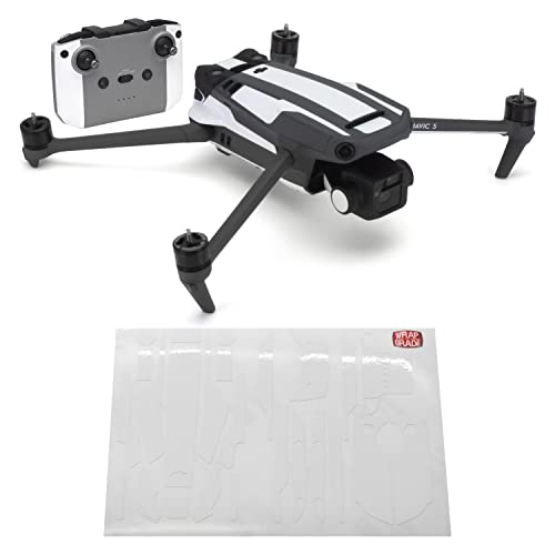 Image of WRAPGRADE Partial Skin Stickers for DJI Mavic 3 / Mavic 3 Classic Accent Color (Racing White)