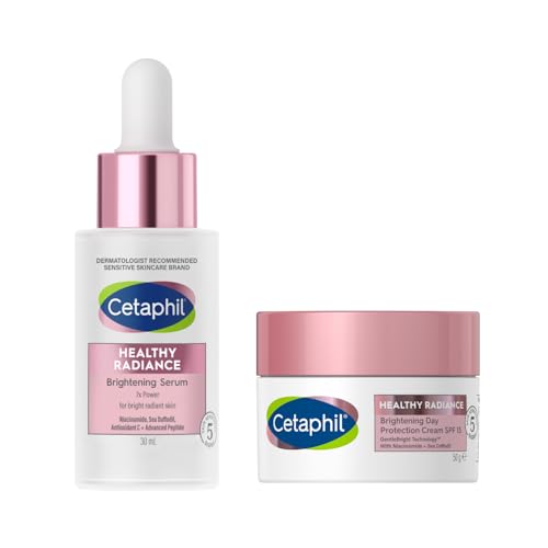 Cetaphil Healthy Radiance Brightening Skincare Set, Serum for Skin Pigmentation, 30ml + Face Day Cream SPF 15, 50g, Face Moisturiser For Hyperpigmentation, With Niacinamide