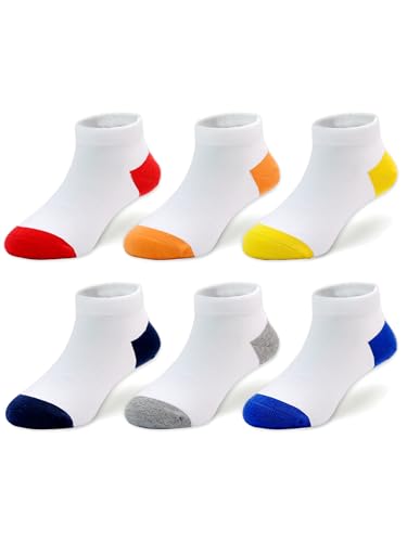 Image of EPEIUS Kids' Low Cut Ankle Socks Cotton Seamless Toe Sport Athletic Socks for Boys Girls White Black Navy 4 /8 Pack