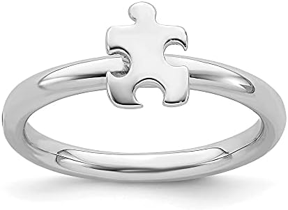 Stackable Expressions 2.5mm Sterling Silver Autism Awareness Puzzle Piece Ring - Size 5