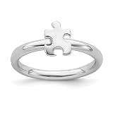 Stackable Expressions 2.5mm Sterling Silver Autism Awareness Puzzle Piece Ring - Size 5
