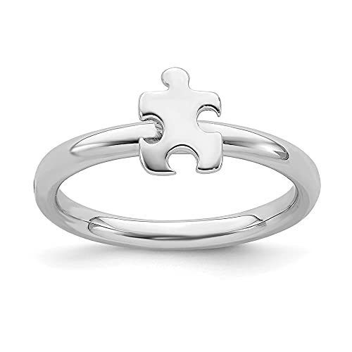 Stackable Expressions 2.5Mm Sterling Silver Autism Awareness Puzzle Piece Ring - Size 5 #TOP1