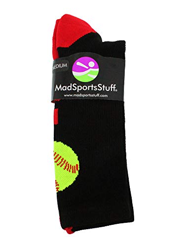 Image of MadSportsStuff Softball Logo Athletic Crew Socks (Multiple Sizes and Colors)