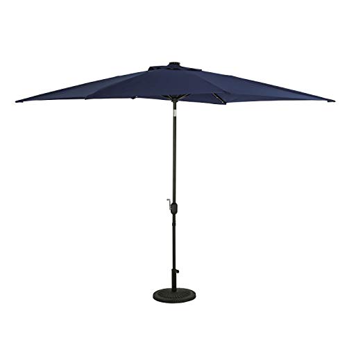 Island Umbrella NU6865 Nassau 6.5-ft x 10-ft Rectangular Market Umbrella with LED Bulb Lights - Navy Blue - Breez-Tex Canopy