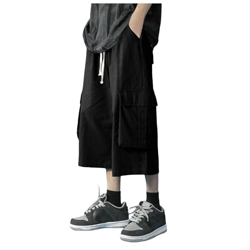 Generisch Pantalones cortos deportivos para hombre, pantalones cortos informales, pantalones vaqueros con bolsillos, pantalones deportivos de tenis para hombre, Negro , XL