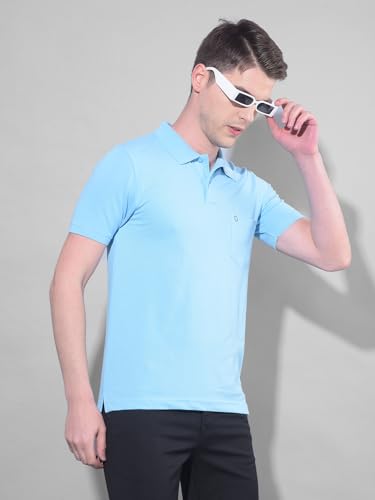 Image of Dollar Men's Pack of 1 Solid Cotton Blend Polo Neck T-Shirt