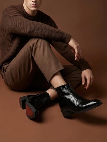 Image of Big Fox Men's Tan Textured Cuban Boots | Premium Ankle-Length Fashion Boots | Stylish, Durable & Comfortable