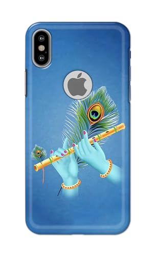 Image of PRINTFIDAA Printed Hard Back Cover Case for Apple iPhone X | iPhone 10 | iPhone Xs | iPhone 10s Logo View Back Cover (Flute in Krishna Hands) -112
