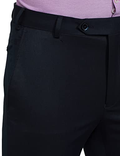 Image of Raymond Men Men's PLEATLESS Slim FIT Dark Blue Formal Trouser