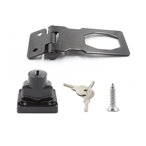 Image of 2PCS Keyed Hasp Lock, 2.5'' Zinc Alloy Hasp Latches, Black Twist Knob Keyed Locking Hasp for Cabinet Small Door