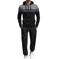 Tracksuit Mens Full Set Joggers Baggy Bottoms Men Fleece Hoodie Track Suits for UK Cargo Men's Tracksuits 2-Piece Gym Clothing Man Jogging Training Pants Straight Leg Loose Fit with Zip Pockets,XXL
