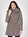 Cole Haan Women's Taffeta Down Coat with Bib Front and Dramatic Hood, carbon, X-Large