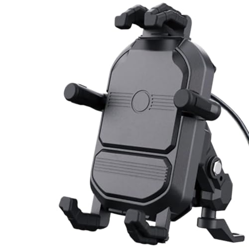 Support moto sans fil 15W antichoc pour fixer et charger un smartphone au miroir
