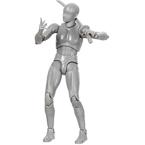 AXITWXIT Action Figures Body-Kun DX & Body-Chan DX PVC Figure Model Drawing for S H Figuarts with Box for Artists (Gray, Male) Cover