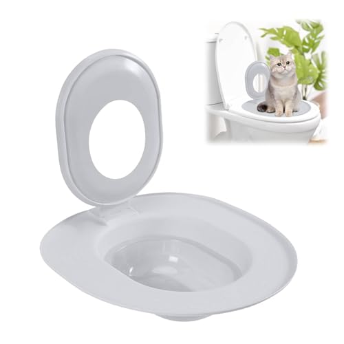 Cat Toilet Seat Training Kit,Reusable Plastic Trainer for Pet Cleaning,Removable Pet Toilet Training System,Portable Trainer for Home Pet Shop Pet Care,Easy Installation,Stable and Durable (Grey)