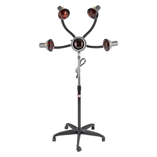 Adjusting Height Styling Perming Dryer, 5 Head Infrared Heat Lamp, Hair Heat for Hair Salon 110V 750W 5 Heads Iron Glass PP, Heat Lamp for Perms Styling Head Care in Beauty Salons(Black)