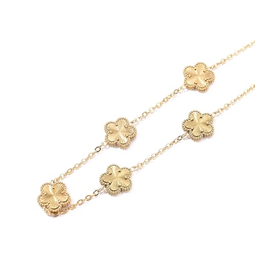 Clover Necklace for Women 18K Gold Plated Stainless Steel Four Leaf Clover Necklace Lucky Simple Dainty Jewelry3