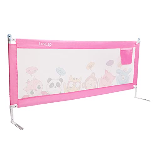 Image of LuvLap Comfy Baby Bed Rail Guard (6 ft x 2.3 ft), 180cmx72cm, Bed Rails for Baby & Toddler Safety, Portable, Adjustable Height, Single Side Bed Rail, Pack of 1, Printed Pink
