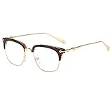 Shiratori Vintage Retro Half Frame Horn Rimmed Optics 50mm Clear Lens Glasses Brown
