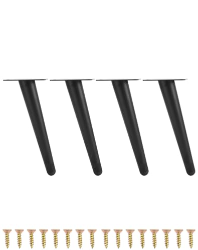 QWORK® Juego de 4 Patas para Muebles Inclinado - 20 cm Acero - con Tapas Resistentes a los Arañazos - para Sofá/TV Cómoda/Mesita de Noche/Armarios
