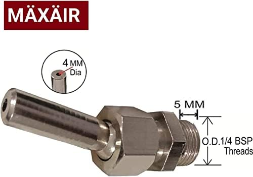 MAXAIR ¼-BSP Brass Adjustable Type Fountain Nozzle Multi Direction Ball Joint Jet Nozzle with Water Sprinkler Spray Head (Nozzle Hole 4mm Thread Size ¼ inch BSP) (Pack of 20PCS) 1