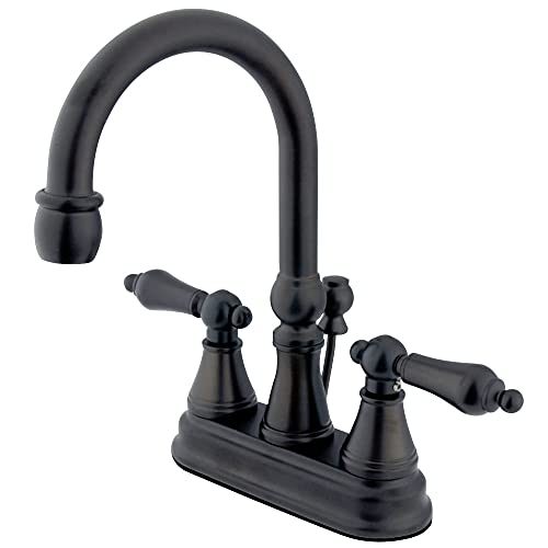 🛒 Crazy Deals Kingston Brass KS2615AL Governor 4-Inch Centerset Lavatory Faucet with Brass Pop-Up with Metal lever handle, Oil Rubbed Bronze