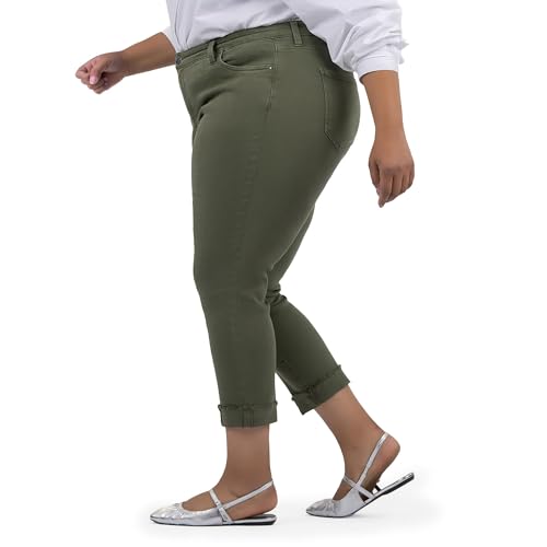 KUT from the Kloth Women's Plus Size Amy Crop Straight Leg-Roll Up Fray Princess Seam2