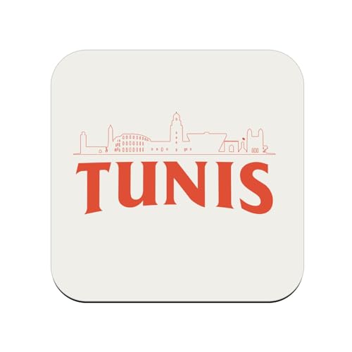sous Verre en Bois - Tunis Minimalist Tunisie Voyage Vintage - 1 unité (95 x 95 mm)