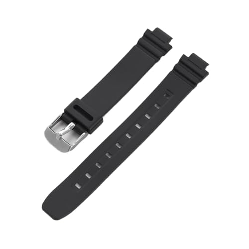 WTNZBAEM Bracelet de montre Casio LA-20WH en résine TPU noire for femme, étanche, silicone, acier inoxydable, boucle ardillon, 10 mm(Black01)