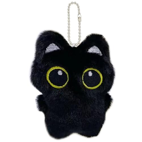 Porte-Clés Chat Noir en Peluche, Porte Clé Chat Mignon pour Femme et Enfants, Breloque Sac, Bijou de Sac à Main, Pendentif Décoratif Kawaii pour Sacs, Clés,...