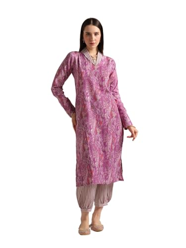 Image of DHRUVI TRENDZ Cotton Blend Kurta Set for Women | Kurta Set | Kurta Set for Women | Festive Kurta Set for Women | Regular Fit Kurta Set for Women