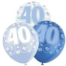 40TH BIRTHDAY BALLOONS X6 PER PACK (NEW UNIQUE BLUE) by Every-occasion-party-supplies