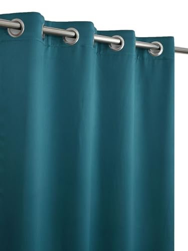 Image of 100% Blackout Curtains for Window- 4 Feet (Pack of 1) | Black Back Coated Fabric |Heat & Noise Insulation | Eyelet Curtains for Living Room & Bedroom |Sea Teal