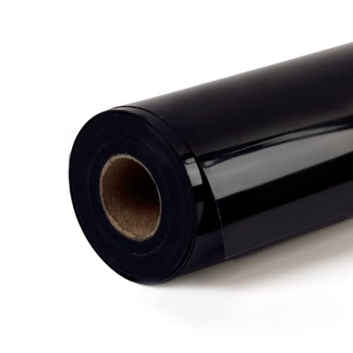Image of RENLITONG Glossy Black HTV Heat Transfer Vinyl Rolls, 12 inch x 75ft Iron on Vinyl for T-Shirt, Adhesive Black HTV Vinyl for All Cutter Machine - Easy to Cut & Weed for Heat Vinyl Design