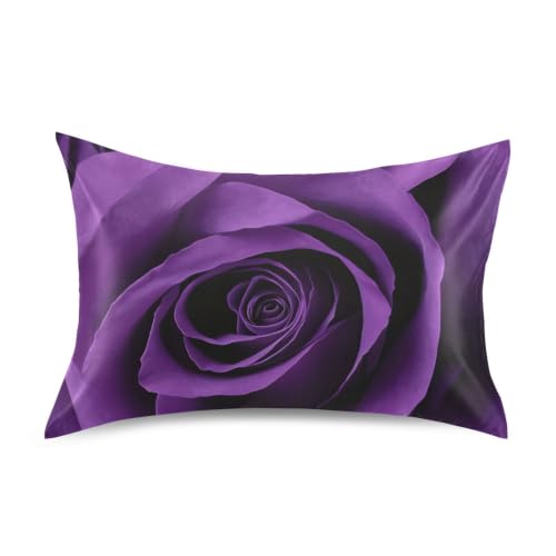 KEEPREAL Purple Rose Satin Pillowcase for Hair and Skin Silk Pillowcase - Satin Pillow Covers with Envelope Closure, Queen Size(20x30 inches)